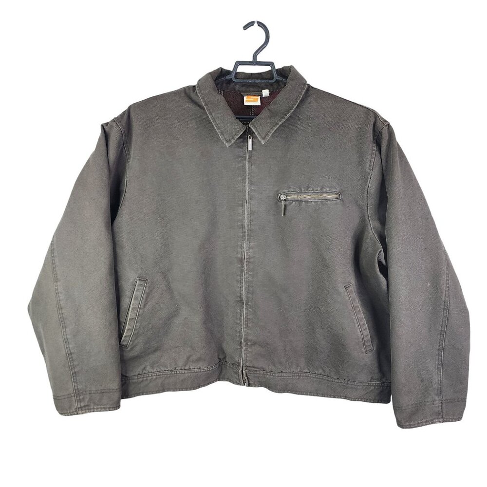 Mens Vintage Brown Sideout Jacket Polyester Wool Blend Full Zip Long Sleeve L